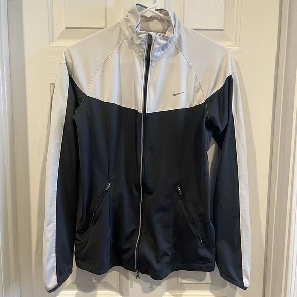 Nike Lightweight Medium Gray & White Full Zip Running Track Jacket Women's - Picture 2 of 12